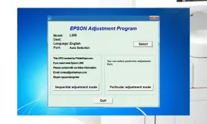 Program EPSON Adjustment Program dla modelu L395. Umożliwia reset i dostosowanie drukarki.