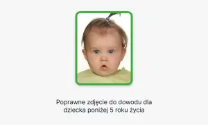 Urocze dziecko z niebieskimi oczami i kucykiem, idealne zdjęcie do paszportu dla malucha poniżej 5 roku życia.