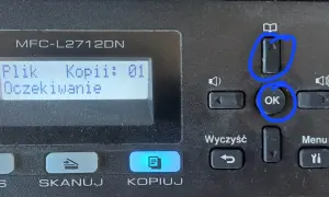 Przyciski "OK" i "Menu" na drukarce Brother MFC-L2712DN, pomocne gdy zastanawiasz się, jak zresetować drukarkę brother.
