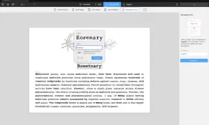Skan dokumentu z tekstem o ziołach leczniczych. Rozpoznano słowo "Rosetnary" zamiast "Rosemary".