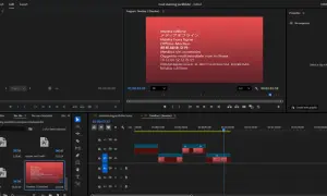 Edytor wideo Adobe Premiere Pro z widocznym komunikatem "Media offline" w różnych językach. Cena programu jest atrakcyjna dla twórców.