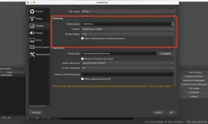 Ustawienia OBS: bitrate obrazu 4500 Kbps, enkoder Programowy (x264). Konfiguracja nagrywania ekranu.