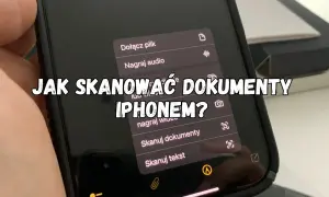 Skanowanie dokumentów iPhone'em jest proste. Na ekranie telefonu widać opcję "Skanuj dokumenty", która ułatwia ten proces.