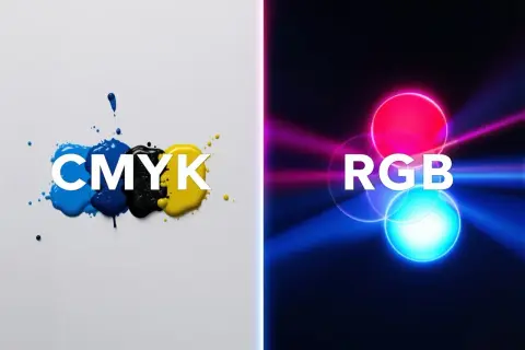 CMYK: niebieski, cyjanowy kolor, czarny i żółty tusz. RGB: czerwone, zielone i niebieskie światła.