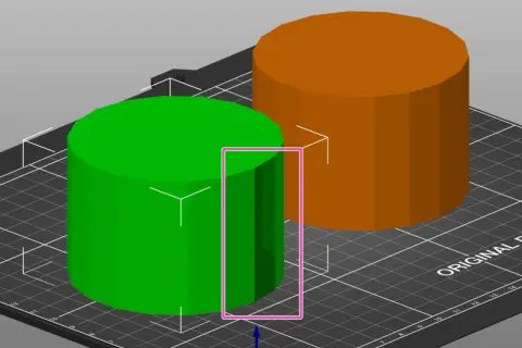 Zielony i pomarańczowy walec na siatce, element procesu projektowania 3D.