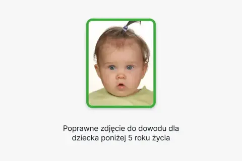 Urocze dziecko z niebieskimi oczami i kucykiem, idealne zdjęcie do paszportu dla malucha poniżej 5 roku życia.