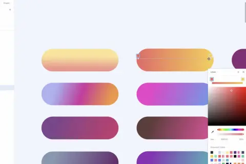 Projektant edytuje gradient, przesuwając strzałka w prawo, aby dostosować kolory.
