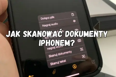 Skanowanie dokumentów iPhone'em jest proste. Na ekranie telefonu widać opcję "Skanuj dokumenty", która ułatwia ten proces.