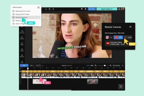 Julia wybiera format 16:9 do renderowania wideo, optymalizując je dla YouTube.