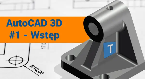 Wizualizacja modelu 3D wykonanego w programie AutoCAD. Obok rysunku technicznego widoczny metalowy element z logo "T".