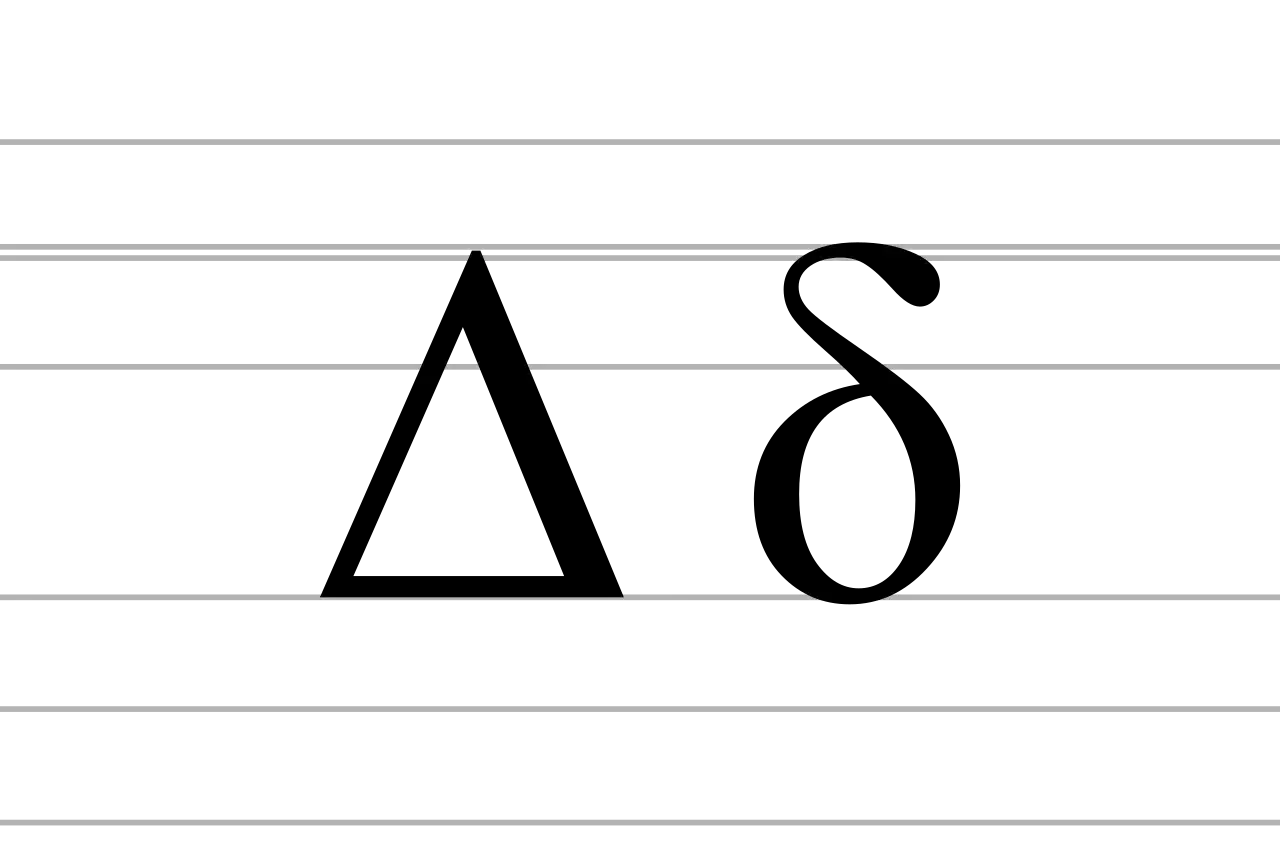 Duże i małe delta symbol na liniach.