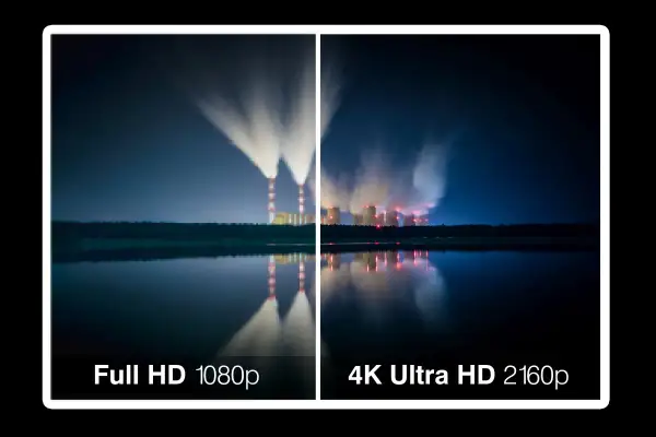 Porównanie jakości obrazu: Full HD 1080p (rozmazane) vs 4K Ultra HD 2160p (wyraźne). Dowiedz się, jak zmienić rozdzielczość zdjęcia dla lepszego efektu.